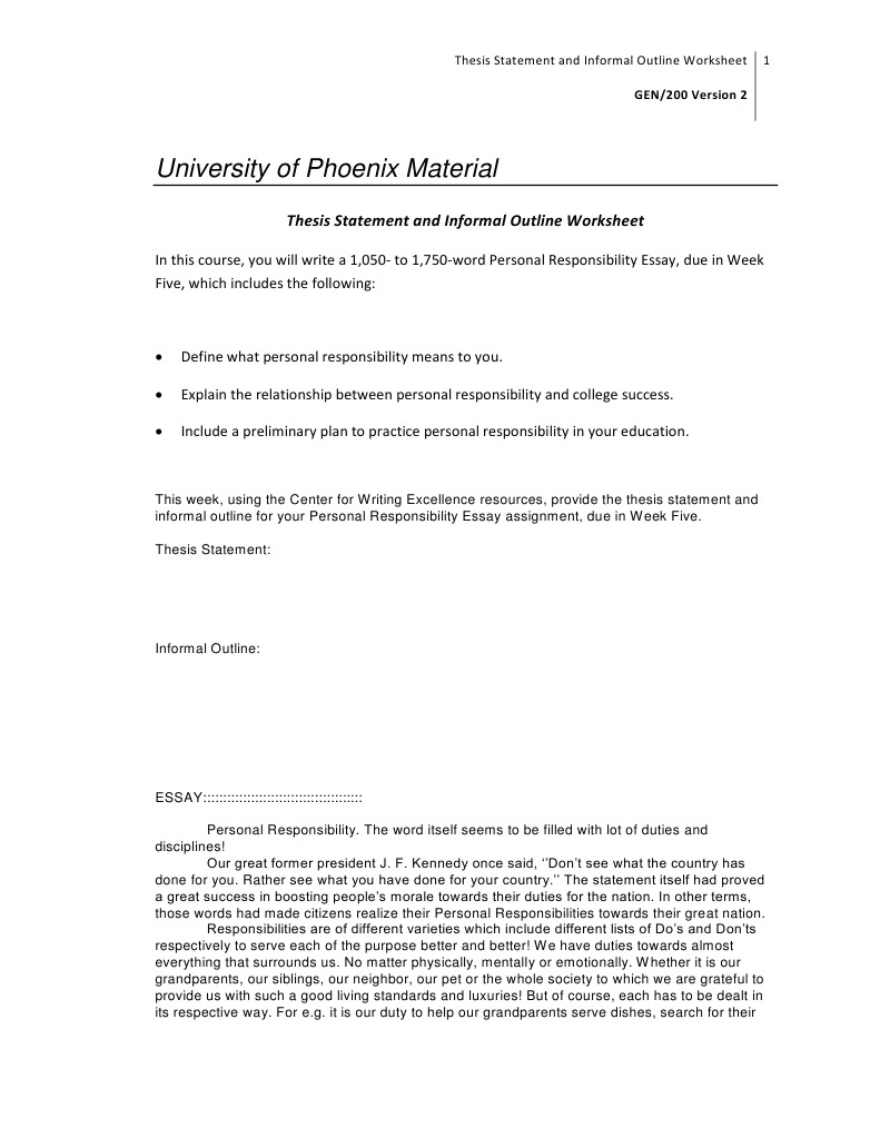 personal responsibility essay outline essay on duties and responsibilities